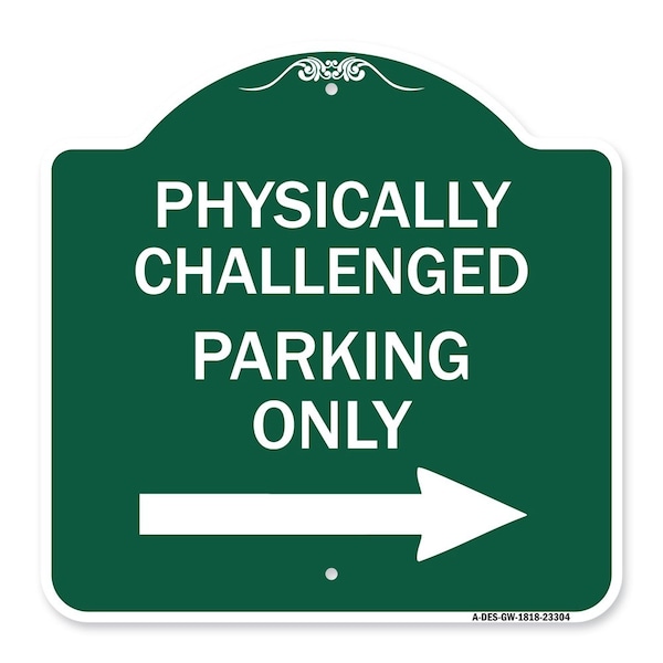 Signmission Physically Challenged Parking W/ Left Arrow, Green & White Aluminum Sign, 18" x 18", GW-1818-23304 A-DES-GW-1818-23304 - main